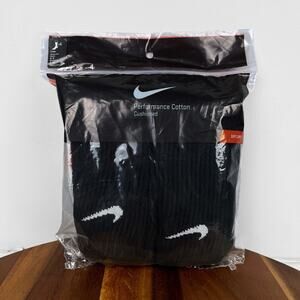 New Nike Unisex Performance Cotton Cushioned Crew Black Soft Dry Socks Medium